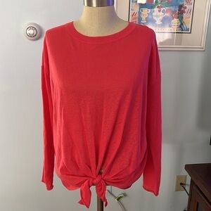 Loft Tie Front Lightweight Sweater Coral Size Small NWT